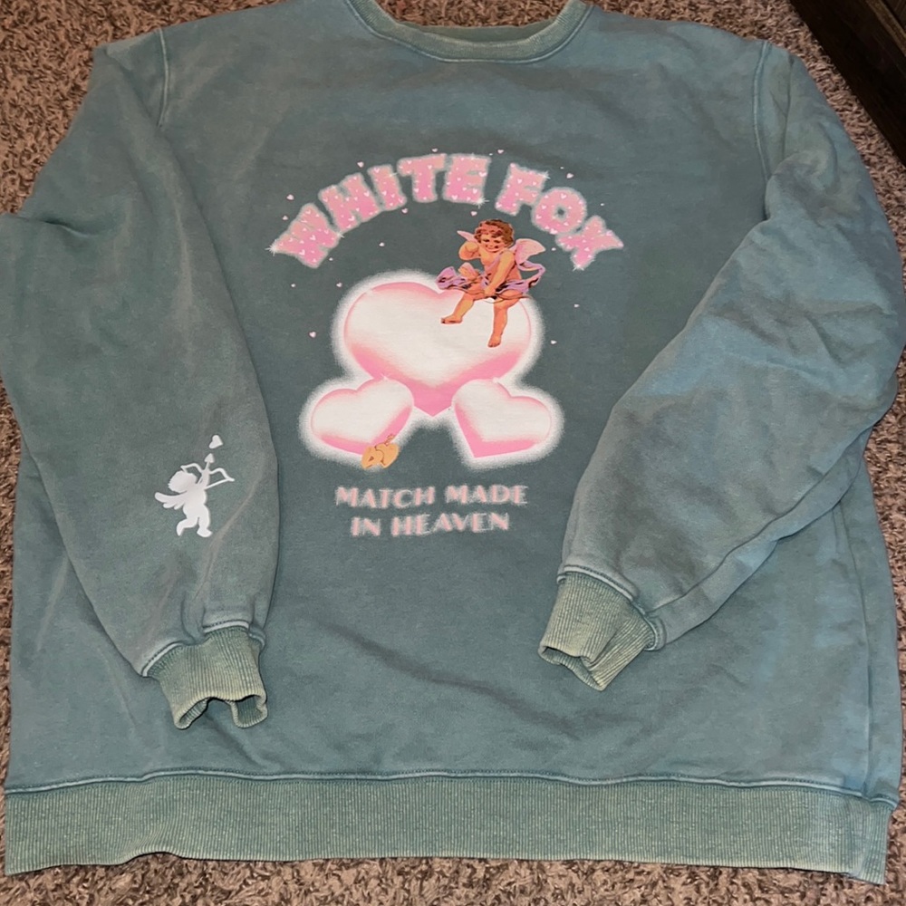 White Fox Boutique Match Made In heaven Sweatshirt in Green & Pink